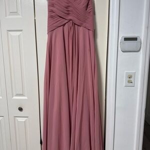 Allure Bridals Dusty Rose Strapless Pleated Maxi Gown A-13